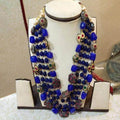 Ishhaara Dark Blue Semi Precious Layered Necklace Set
