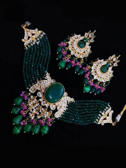 Ishhaara Big Stone Onex Choker And Earring Set