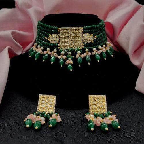 Ishhaara Crystal Beaded Choker Necklace Set