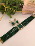 Ishhaara Dark Green Doublet Stone Studded Kundan Choker Set