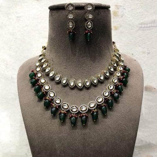 Ishhaara Dual Layered Ad Victorian Necklace Set