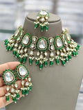 Ishhaara Dark Green Elegant Stone Studded Polki Neckalce