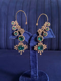 Ishhaara Dark Green Geometric Drop Earcuff Earrings