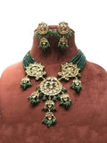Ishhaara Dark Green Kundan 3 Pendant Necklace