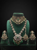 Ishhaara Dark Green Meenakari Kundan Necklace Set