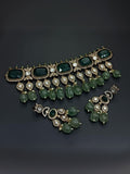 Ishhaara Dark Green Moissanite Kundan Choker