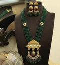 Ishhaara Dark Green Onex Temple Tumb Necklace