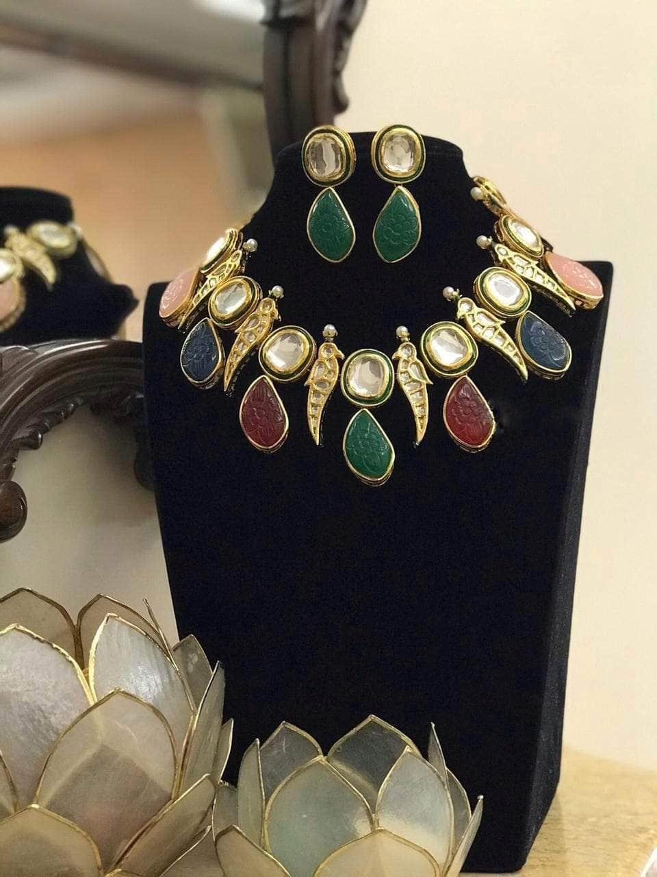 Ishhaara Parrot Motif Kundan Necklace