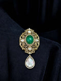 Ishhaara Dark Green Regal Victorian Groom Brooch