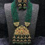Ishhaara Dark Green Triangular Center Patch Necklace