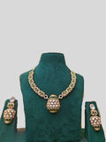 Ishhaara Dark Green Uncut Polki Victorian Necklace