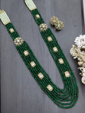 Ishhaara Dark Green Victorian Side Pendant Bandai Mala