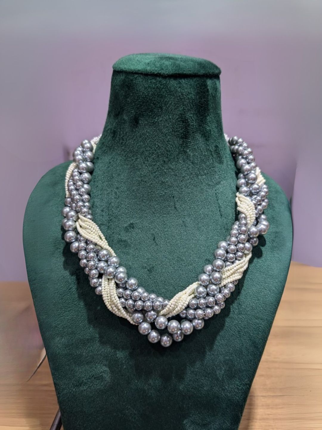 Ishhaara Dark Grey Vintage Pearl Necklace