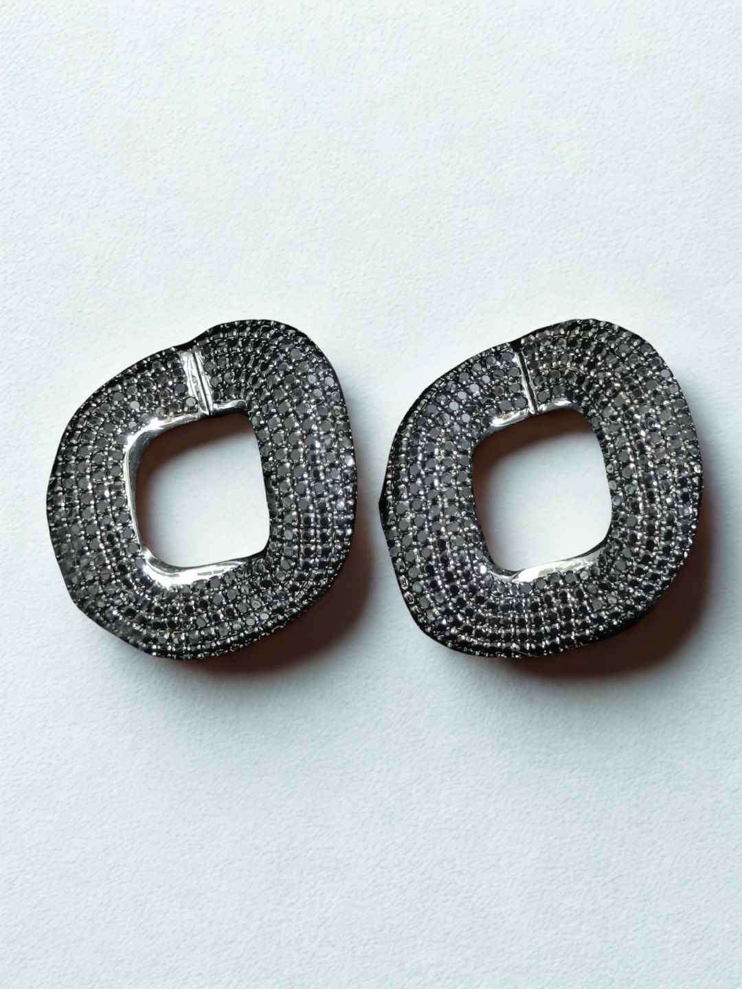 Ishhaara Dark Grey Zircon Link Earrings