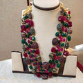 Ishhaara Dark Pink Semi Precious Layered Necklace Set