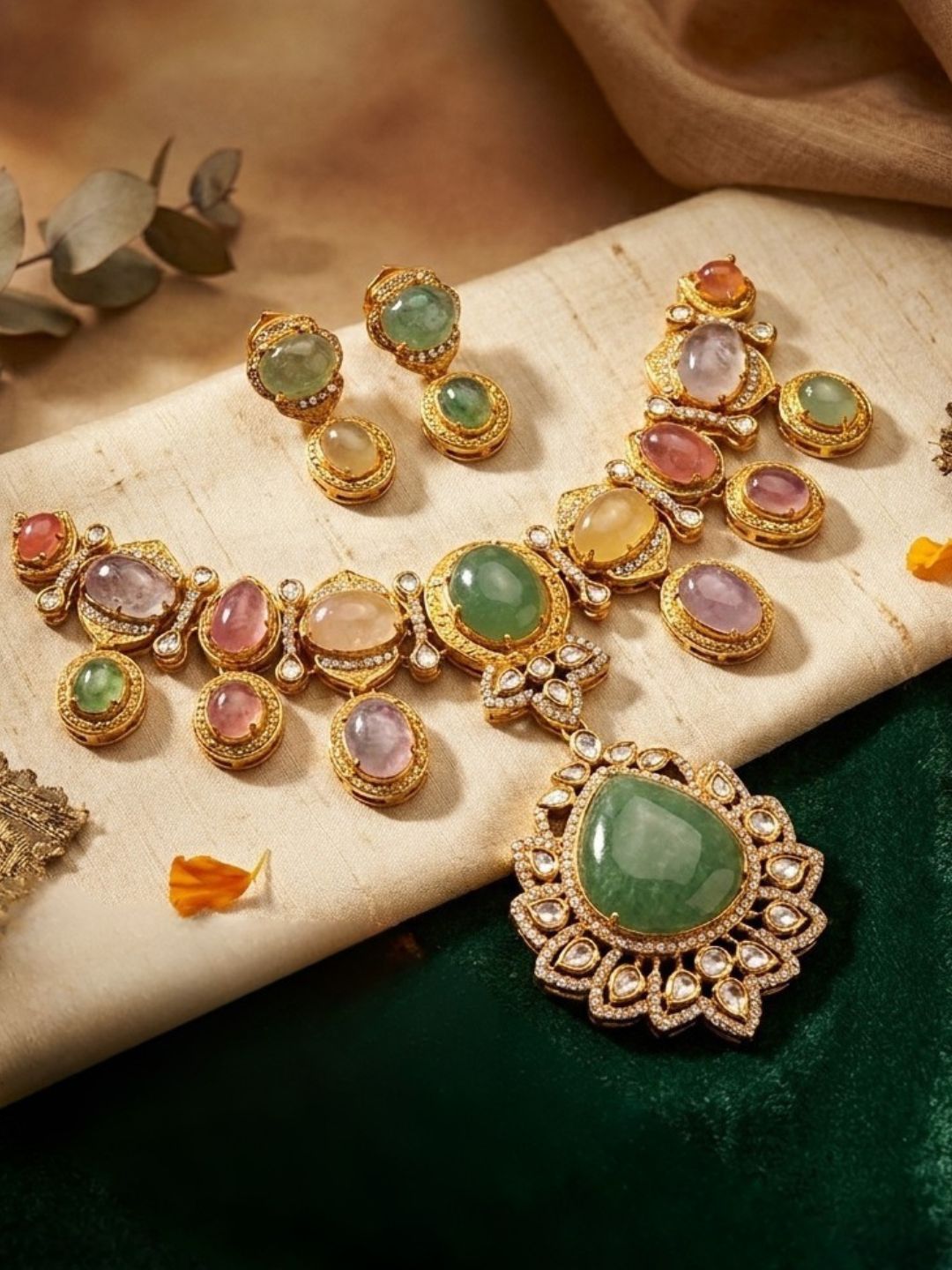 Ishhaara Dazzling Precious Stone Studded Necklace