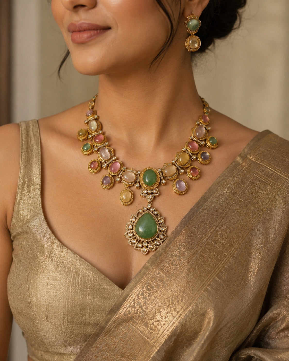 Ishhaara Dazzling Precious Stone Studded Necklace