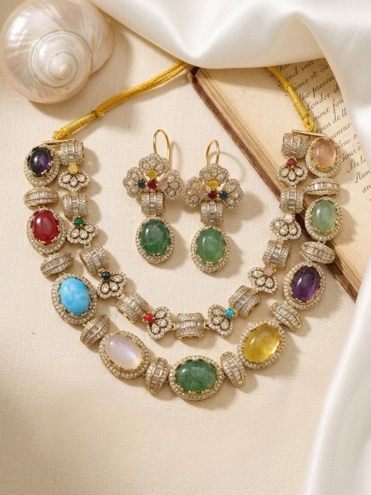 Ishhaara Designer Dual Layered Stone Studded Necklace