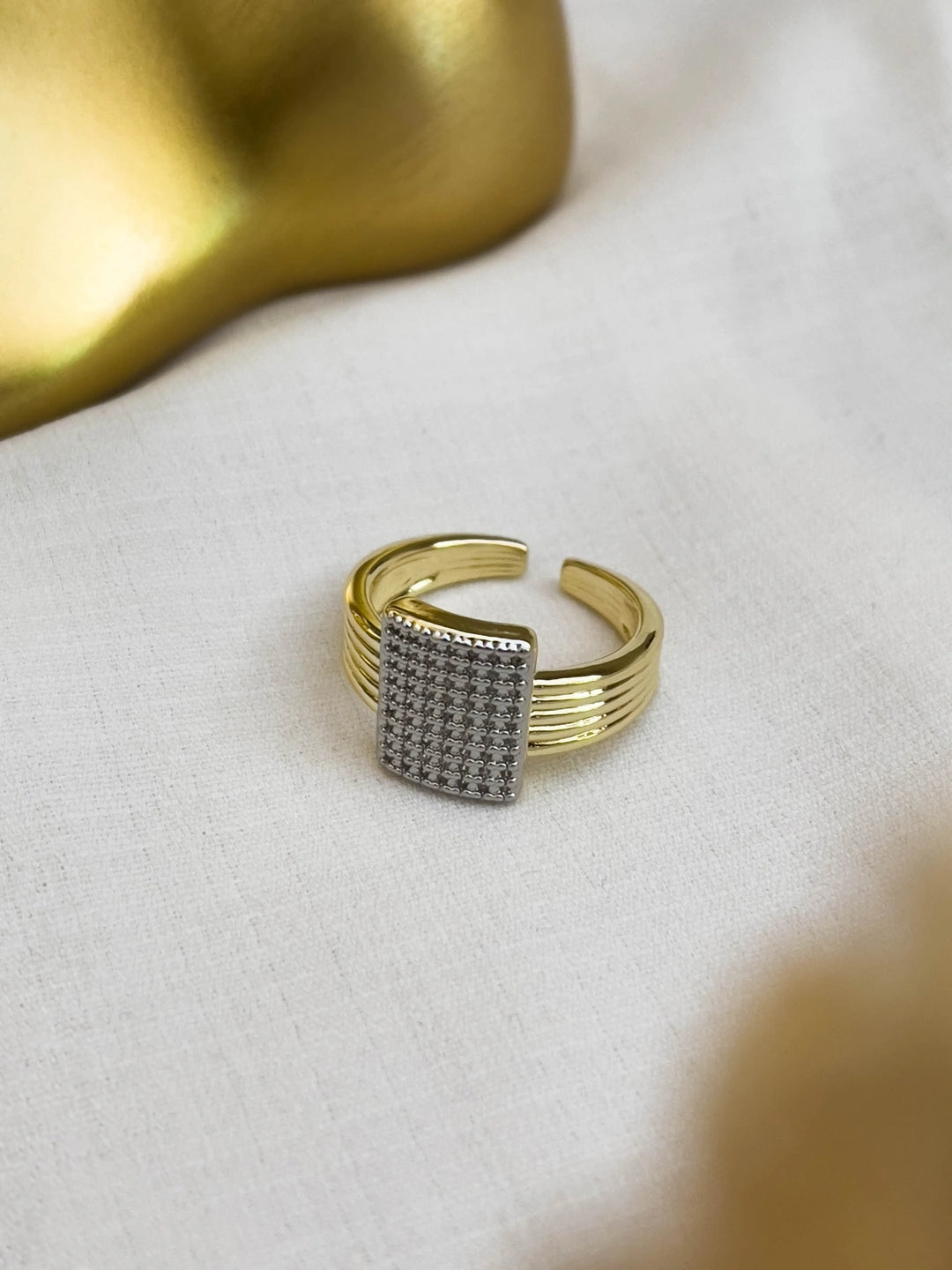 Two Square Ring Buy Designer Dual Tone Square Ring Online - Ishhaara
