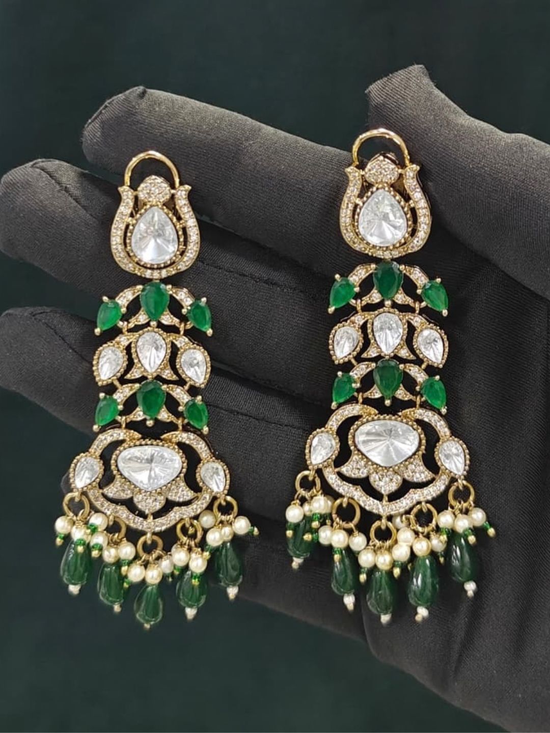 Ishhaara Designer Embellished Polki Earrings