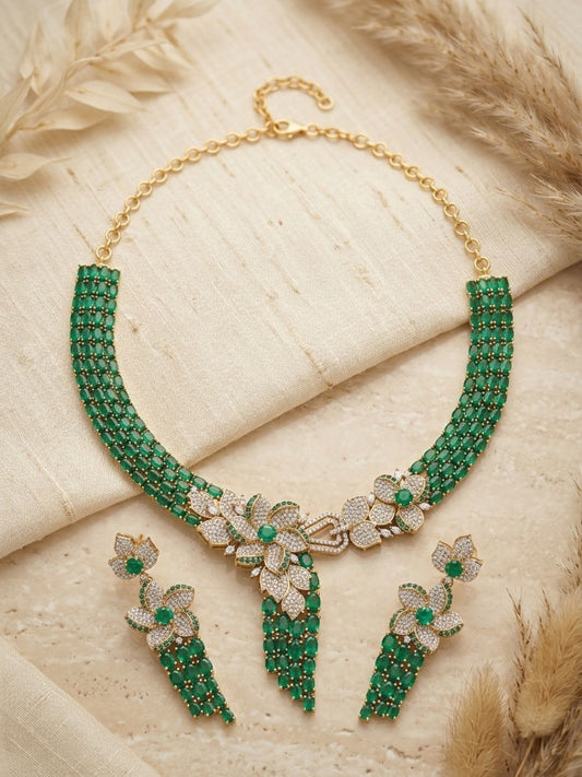 Ishhaara Designer Emerald Statement Necklace
