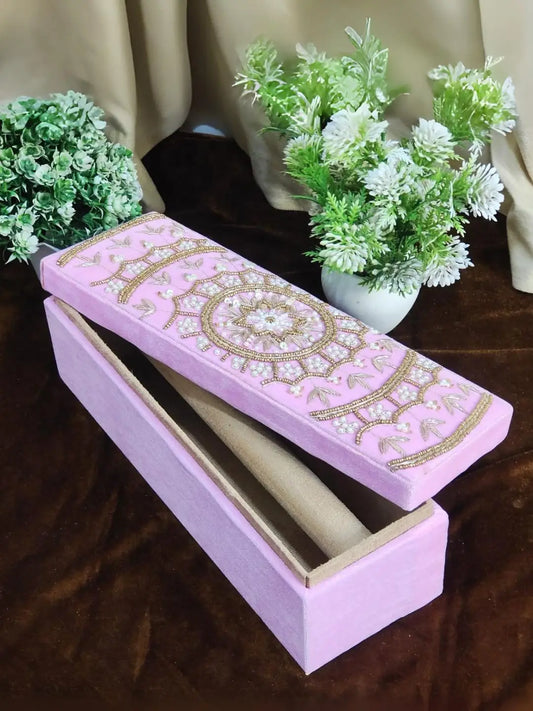 Ishhaara Designer Fabric Zari Work Bangle Chooda Box