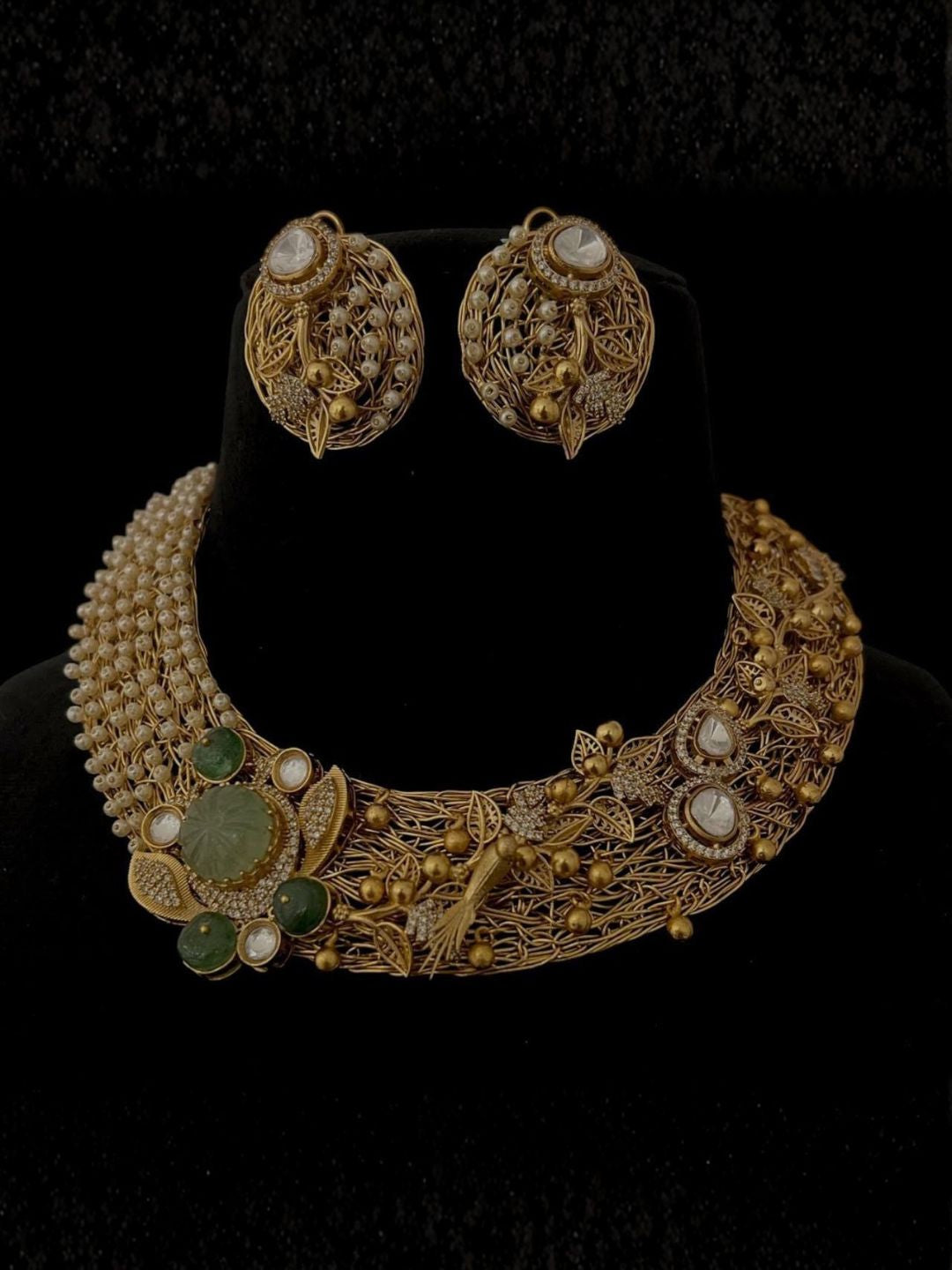 Ishhaara Designer Handmade Flourite Stone Choker Necklace