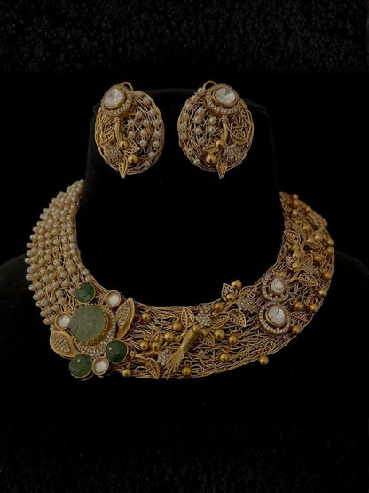 Ishhaara Designer Handmade Flourite Stone Choker Necklace