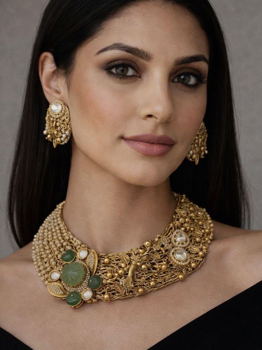 Ishhaara Designer Handmade Flourite Stone Choker Necklace