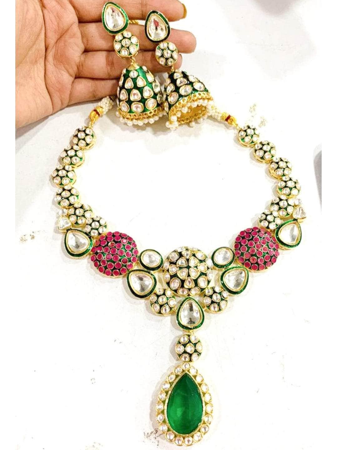 Ishhaara Designer Kemp Stone & Kundan Necklace Set