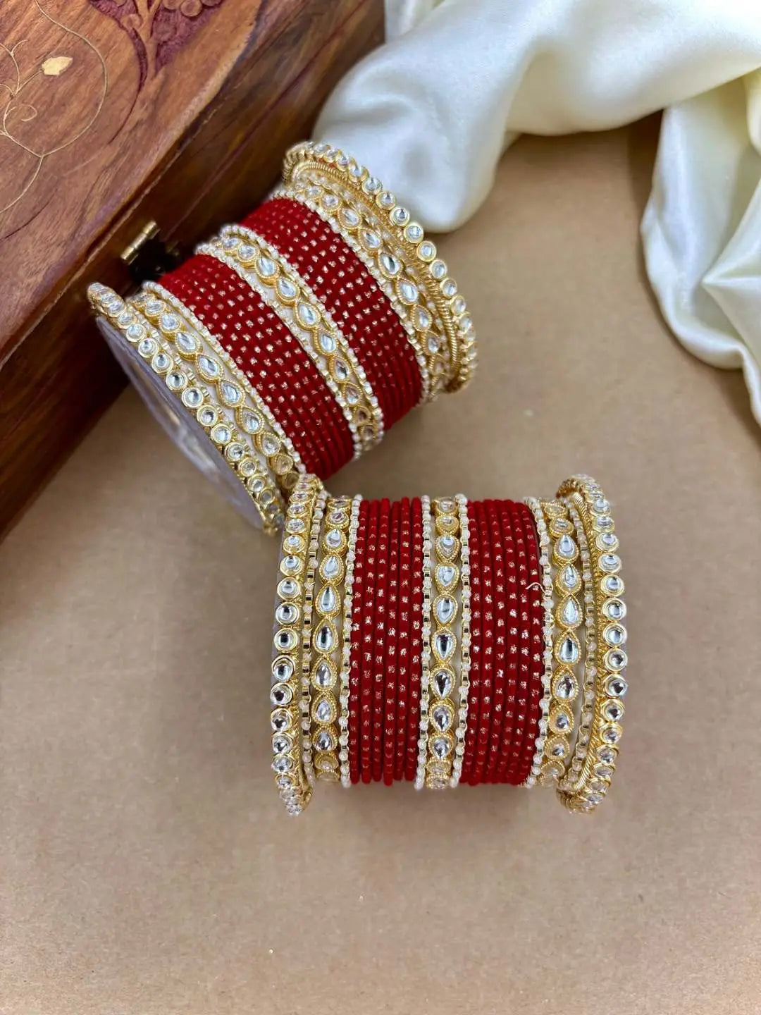 Ishhaara Designer Kundan Studded Dotted Bangle Chooda