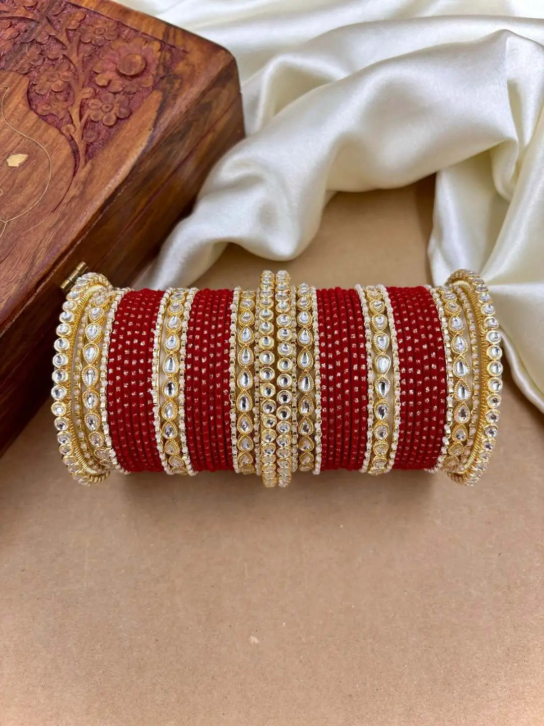 Ishhaara Designer Kundan Studded Dotted Bangle Chooda