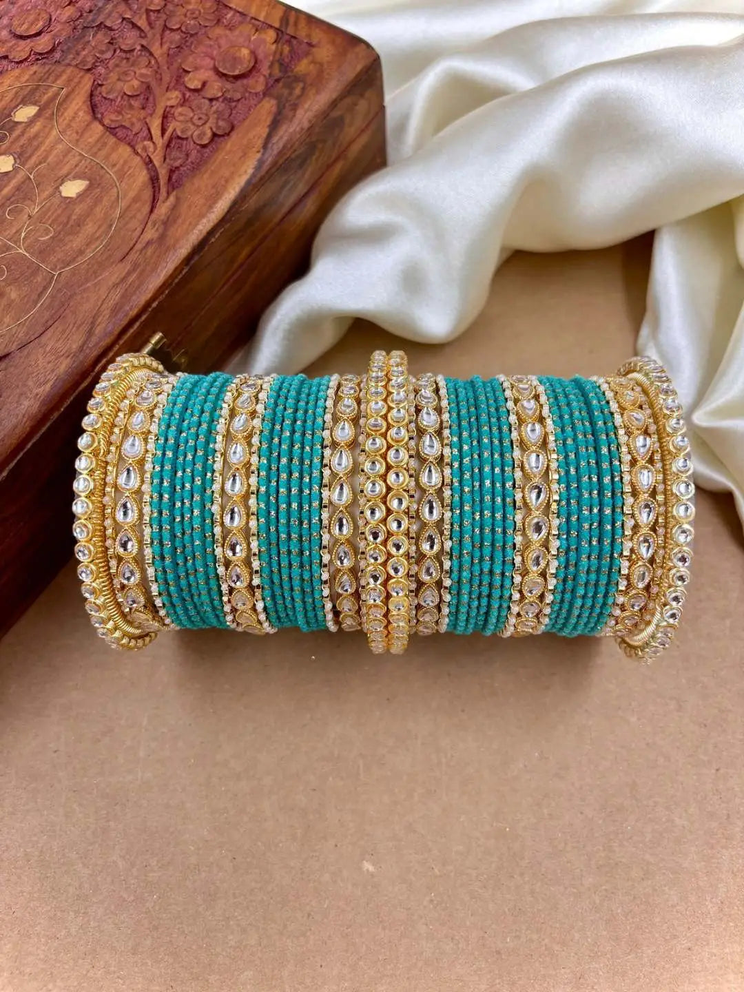 Ishhaara Designer Kundan Studded Dotted Bangle Chooda