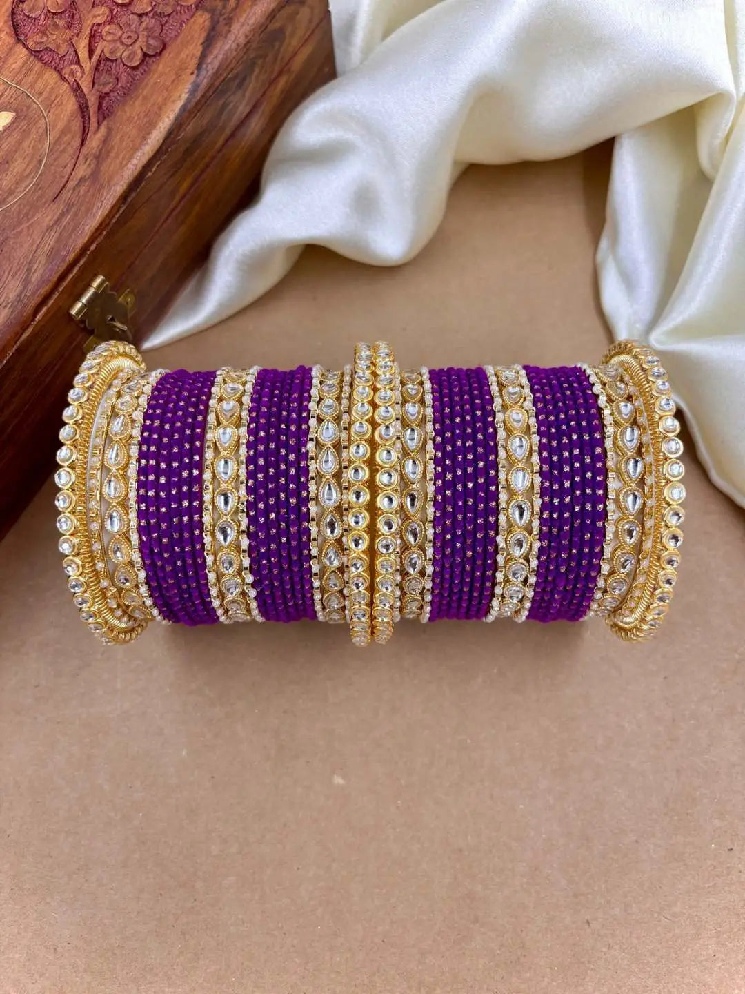 Ishhaara Designer Kundan Studded Dotted Bangle Chooda