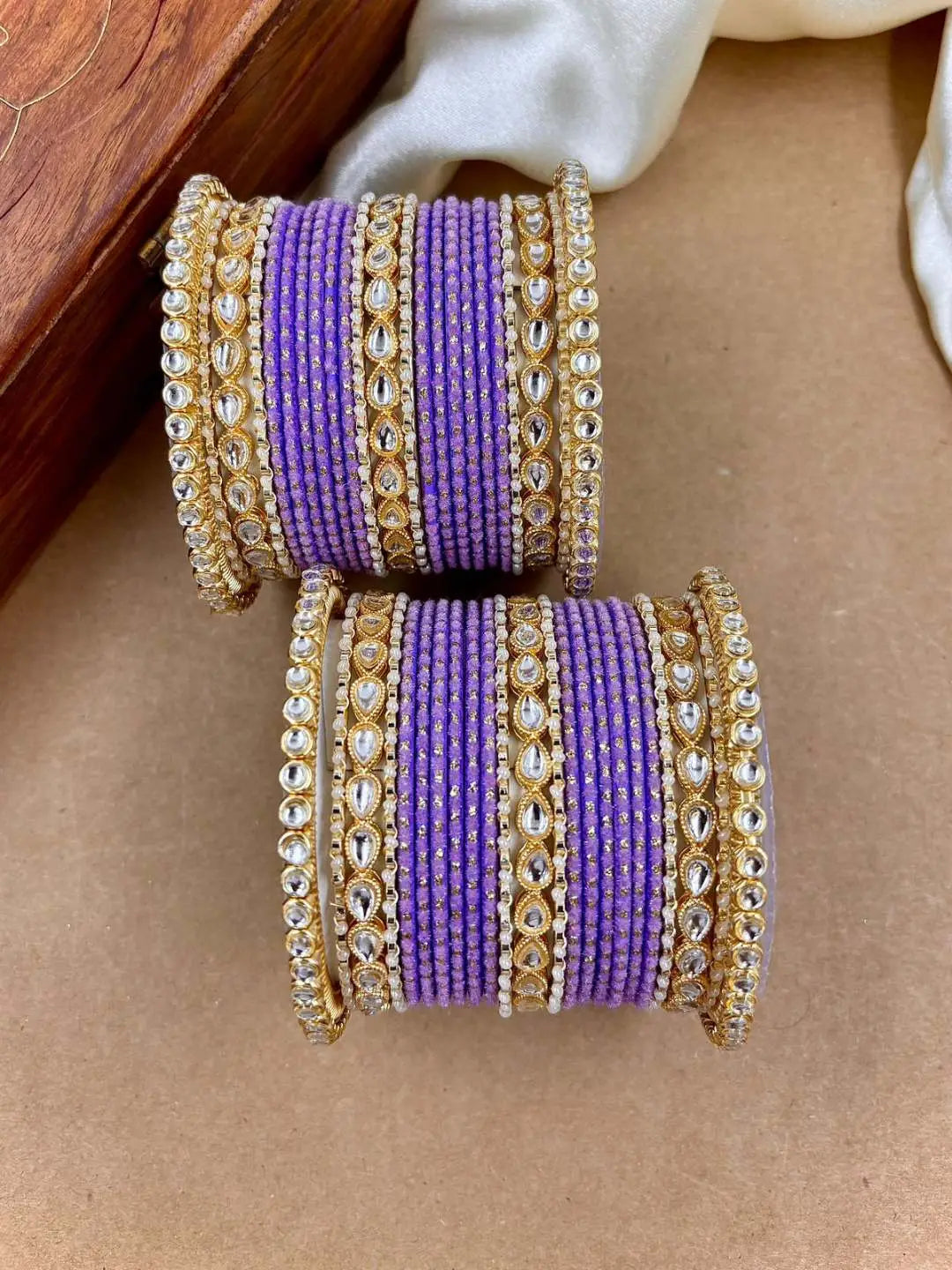 Ishhaara Designer Kundan Studded Dotted Bangle Chooda