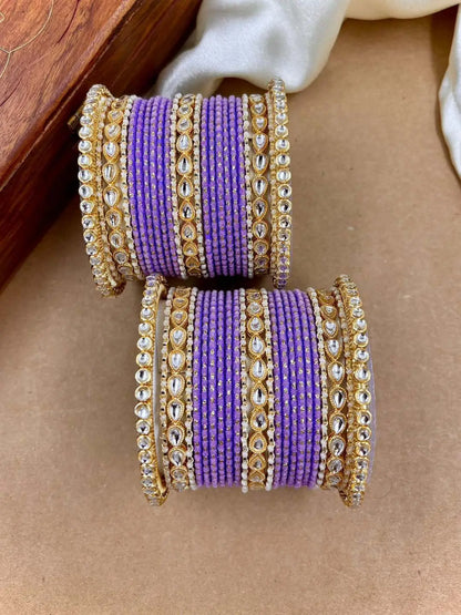 Ishhaara Designer Kundan Studded Dotted Bangle Chooda
