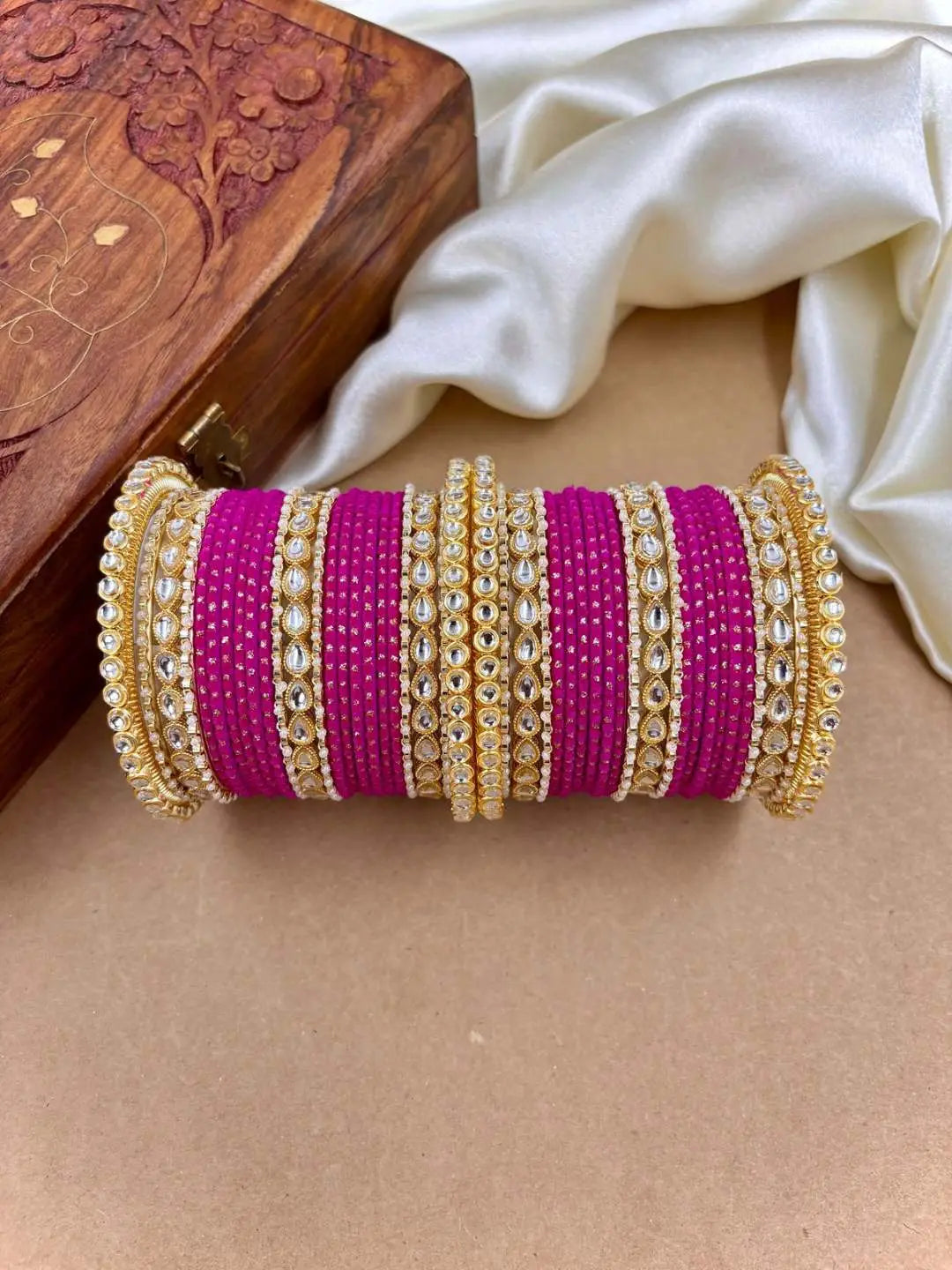 Ishhaara Designer Kundan Studded Dotted Bangle Chooda
