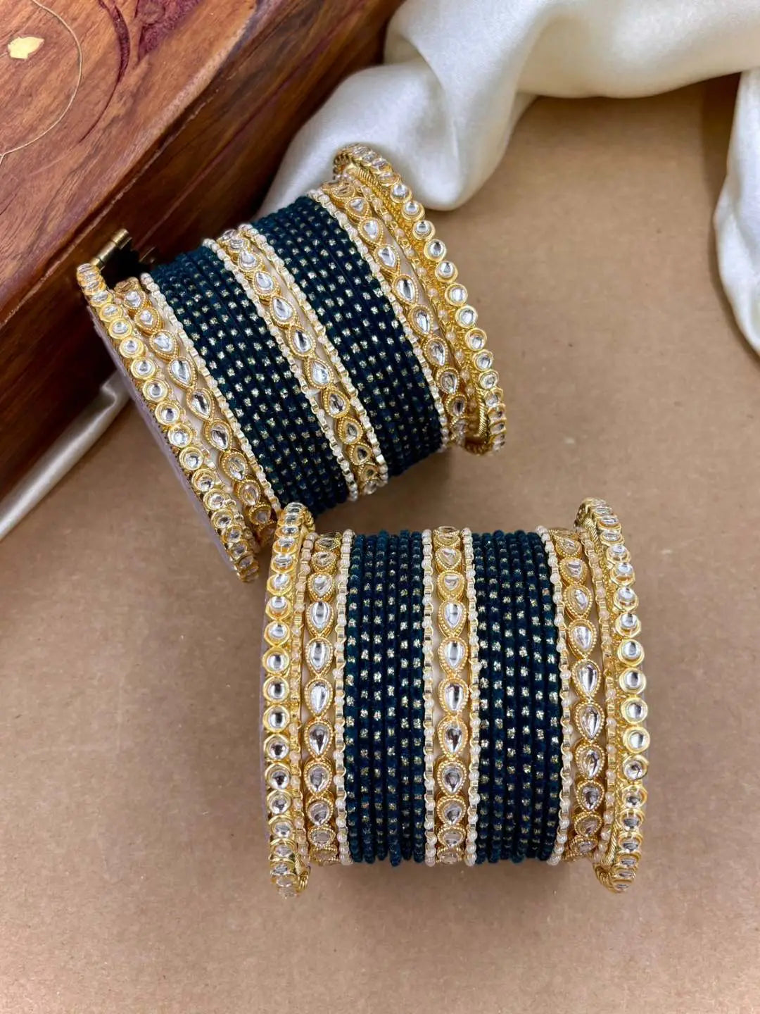 Ishhaara Designer Kundan Studded Dotted Bangle Chooda