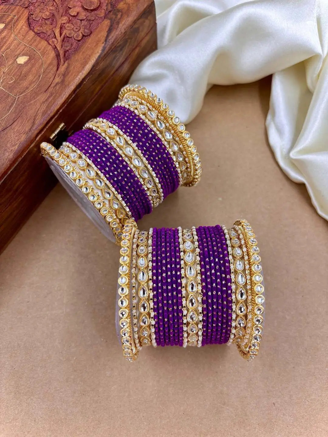 Ishhaara Designer Kundan Studded Dotted Bangle Chooda