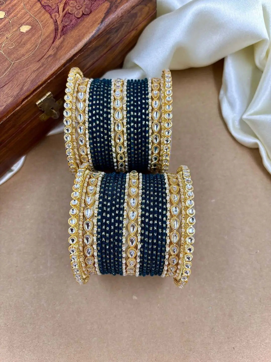 Ishhaara Designer Kundan Studded Dotted Bangle Chooda