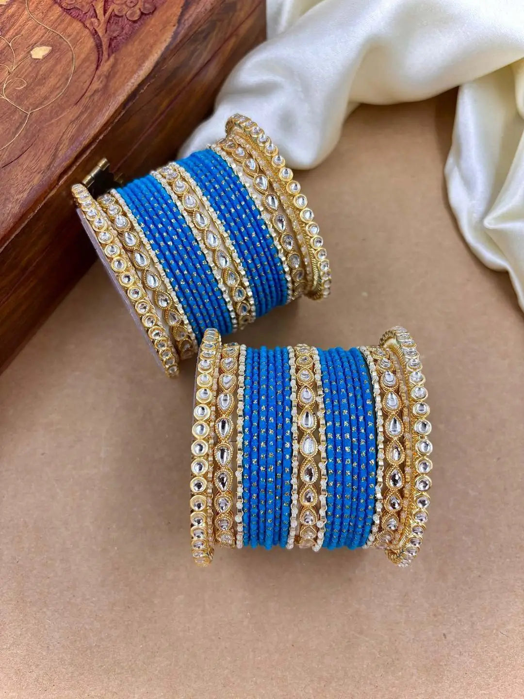 Ishhaara Designer Kundan Studded Dotted Bangle Chooda
