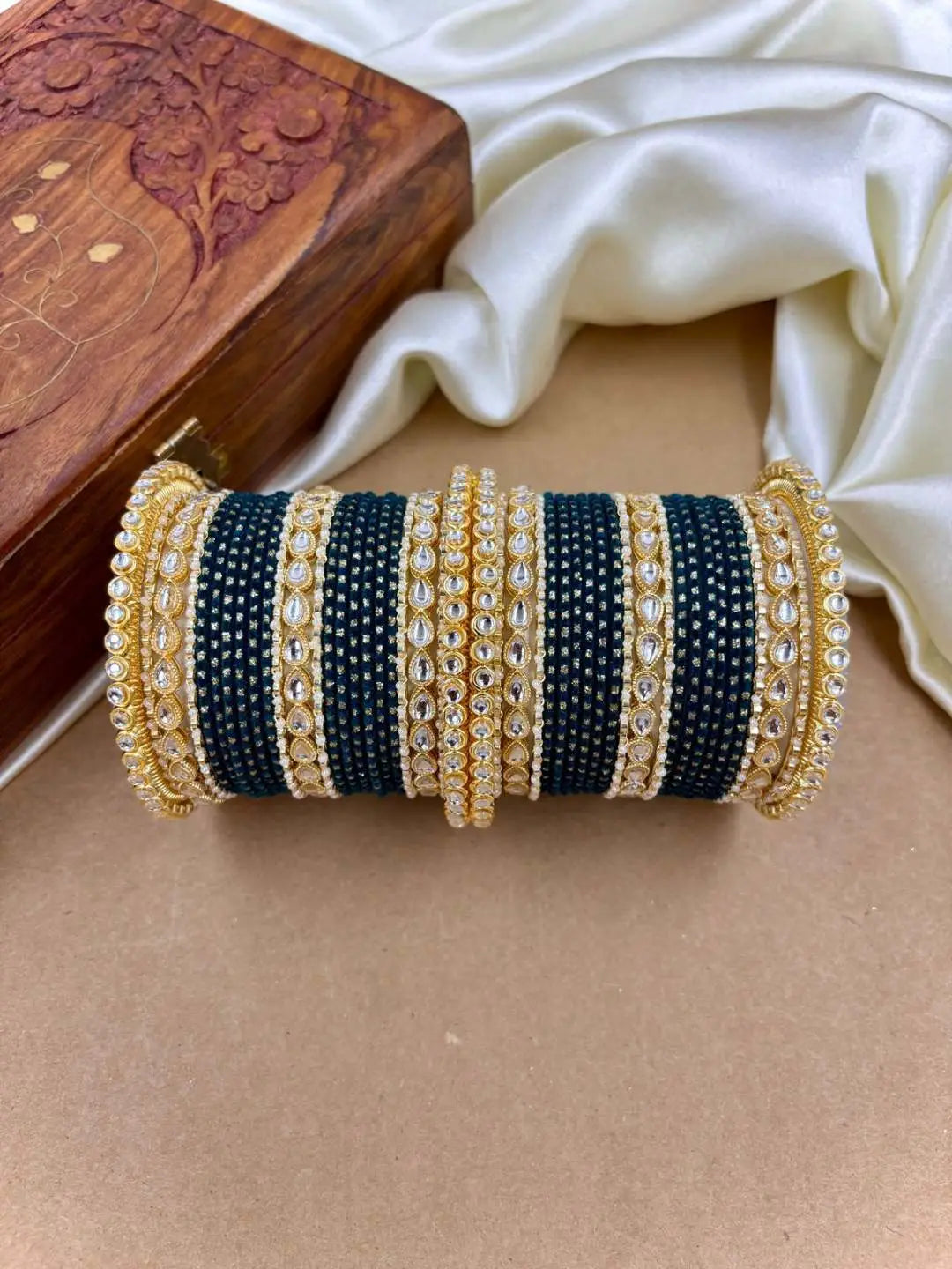 Ishhaara Designer Kundan Studded Dotted Bangle Chooda