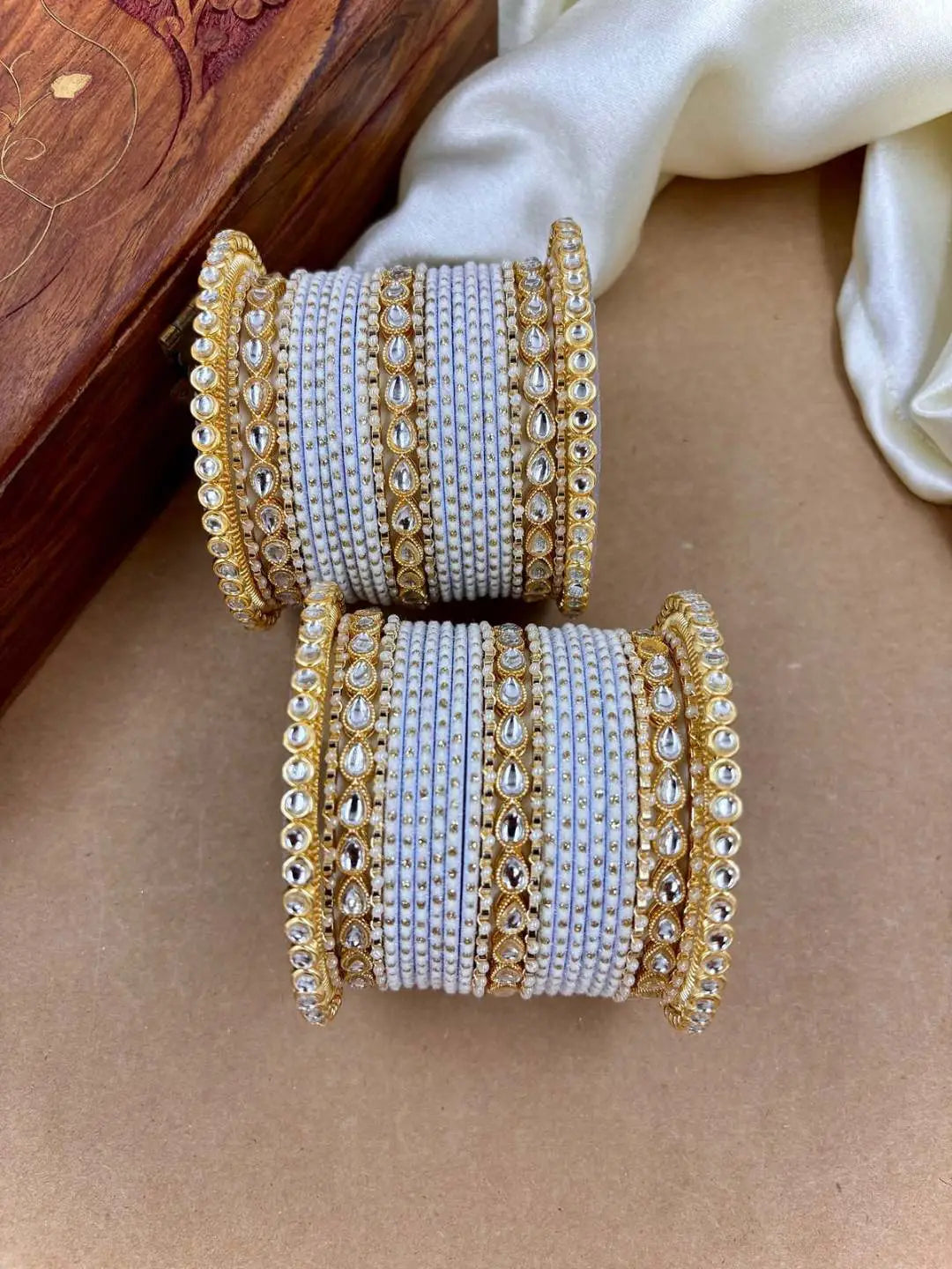 Ishhaara Designer Kundan Studded Dotted Bangle Chooda