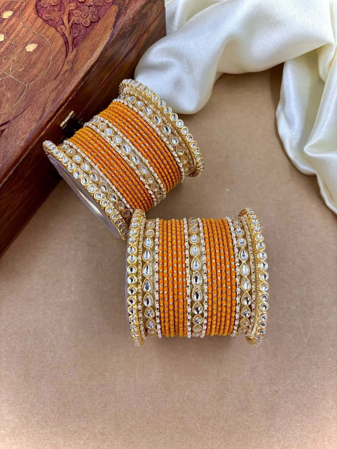 Ishhaara Designer Kundan Studded Dotted Bangle Chooda
