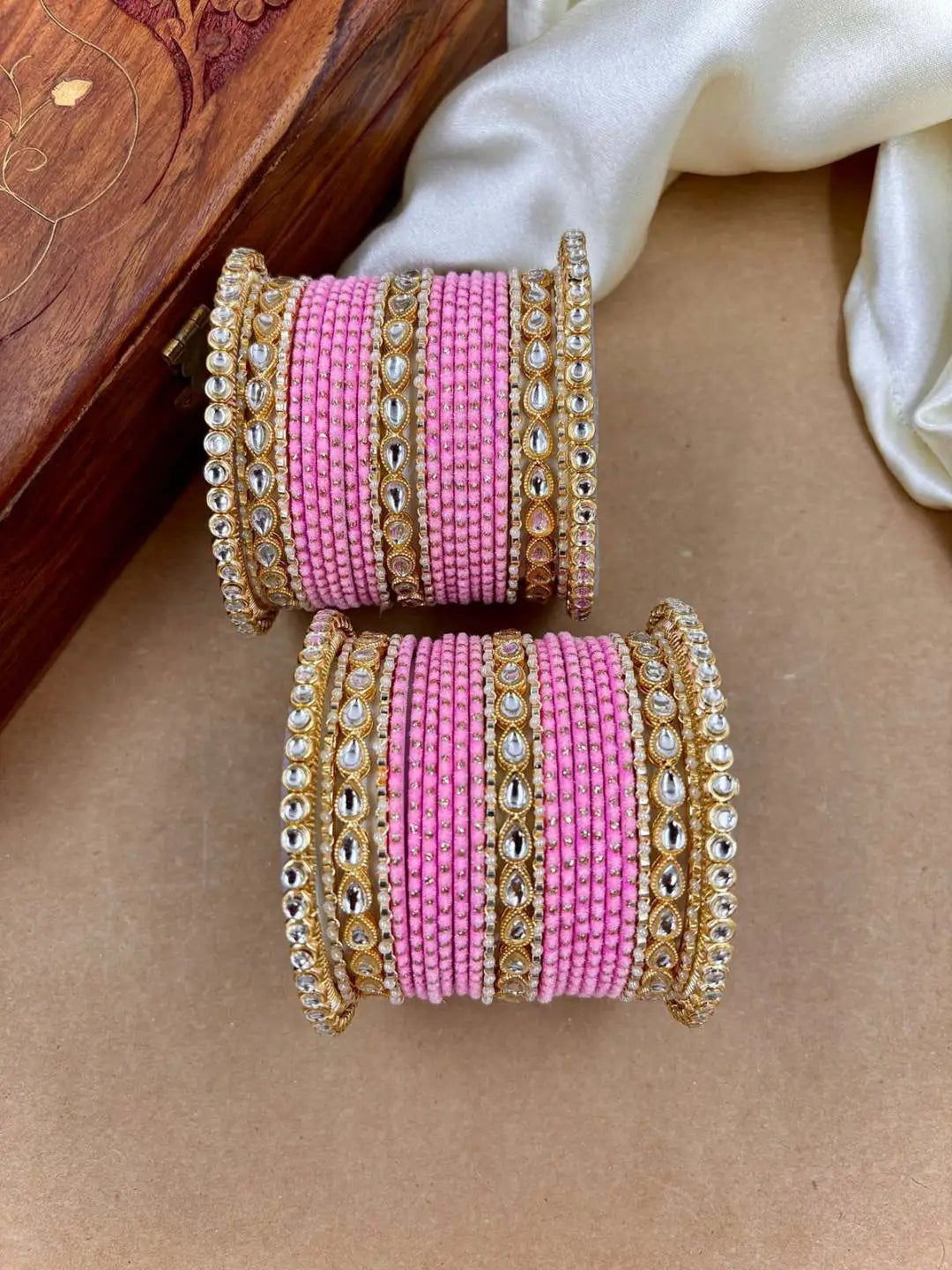 Ishhaara Designer Kundan Studded Dotted Bangle Chooda