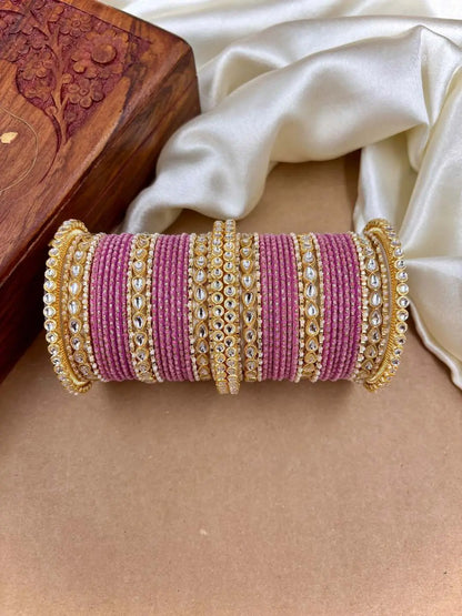 Ishhaara Designer Kundan Studded Dotted Bangle Chooda