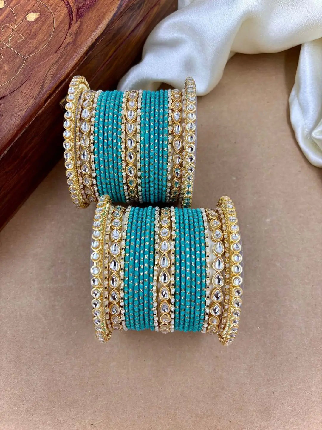 Ishhaara Designer Kundan Studded Dotted Bangle Chooda