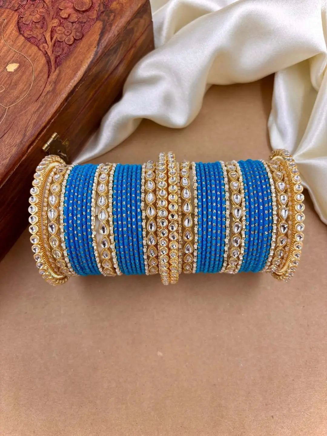 Ishhaara Designer Kundan Studded Dotted Bangle Chooda