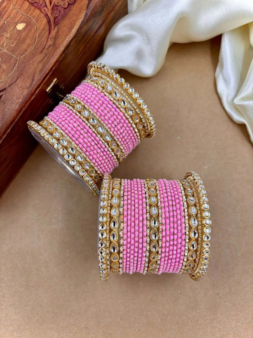 Ishhaara Designer Kundan Studded Dotted Bangle Chooda