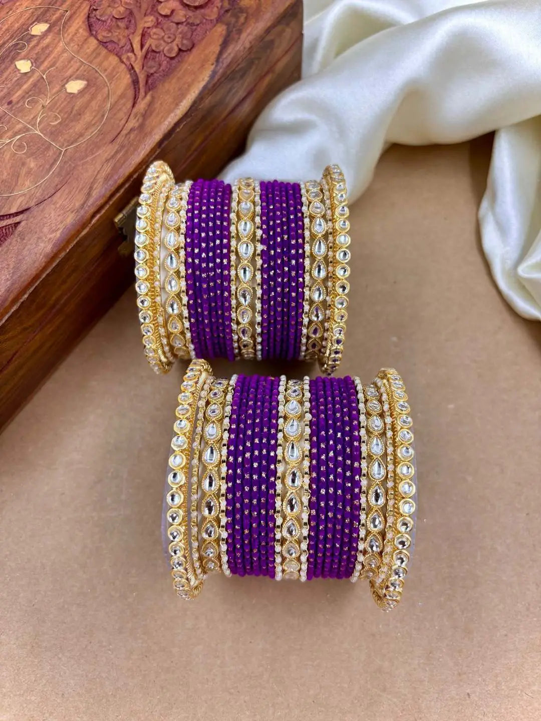 Ishhaara Designer Kundan Studded Dotted Bangle Chooda